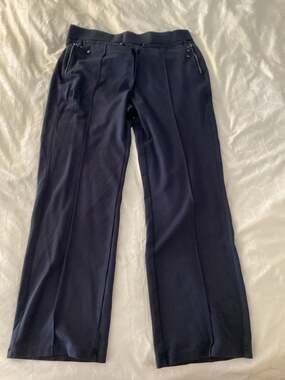 Olsen Mona Straight Leg Jersey Pants with Pintuck Detail and Zip Pockets
